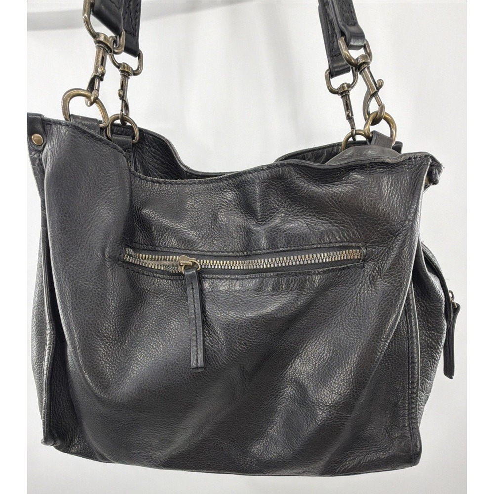 American Leather Company Lenox Triple Entry‎ Black Leather Satchel Handbag - Picture 2 of 16